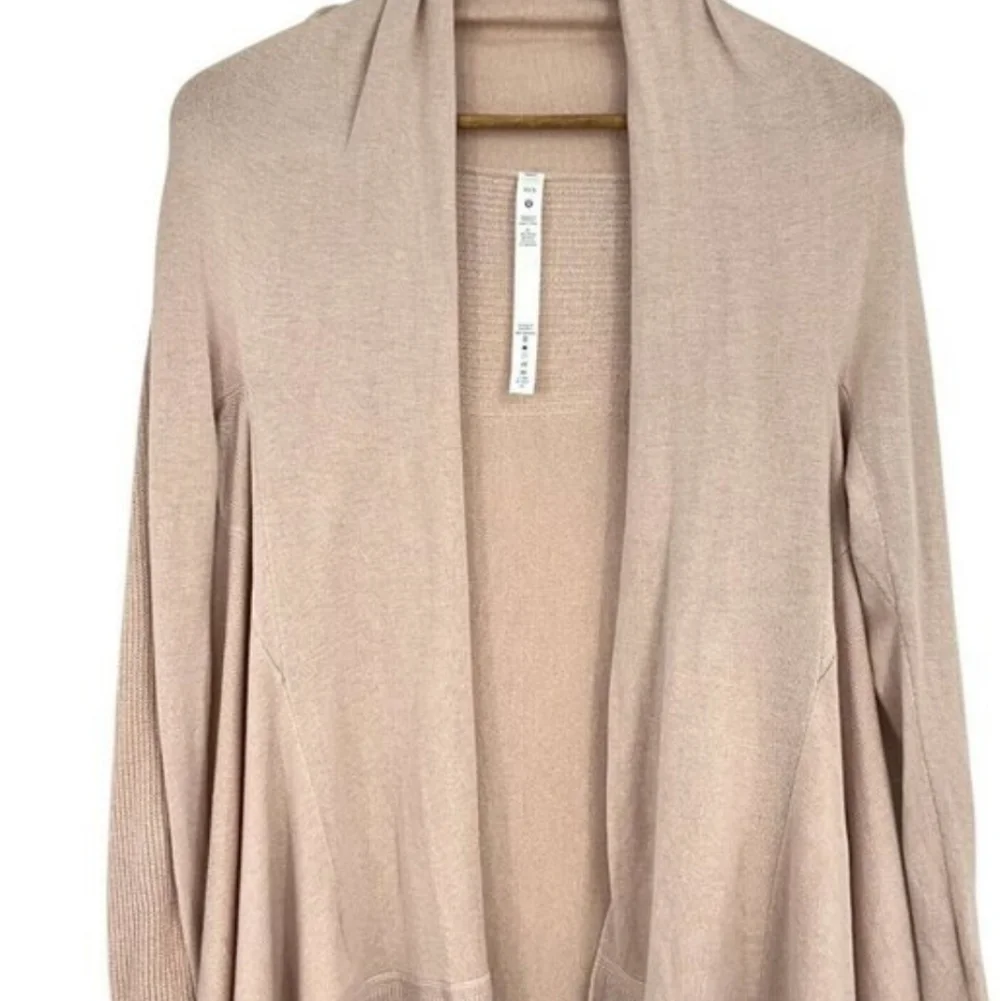 Lululemon Cashmere Blend Waterfall Wrap Cardigan Beige XL/XXL Oversized Open